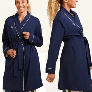 PELOTON Navy Blue Long Sleeve Bathrobe Embroidered Logo Small/Medium